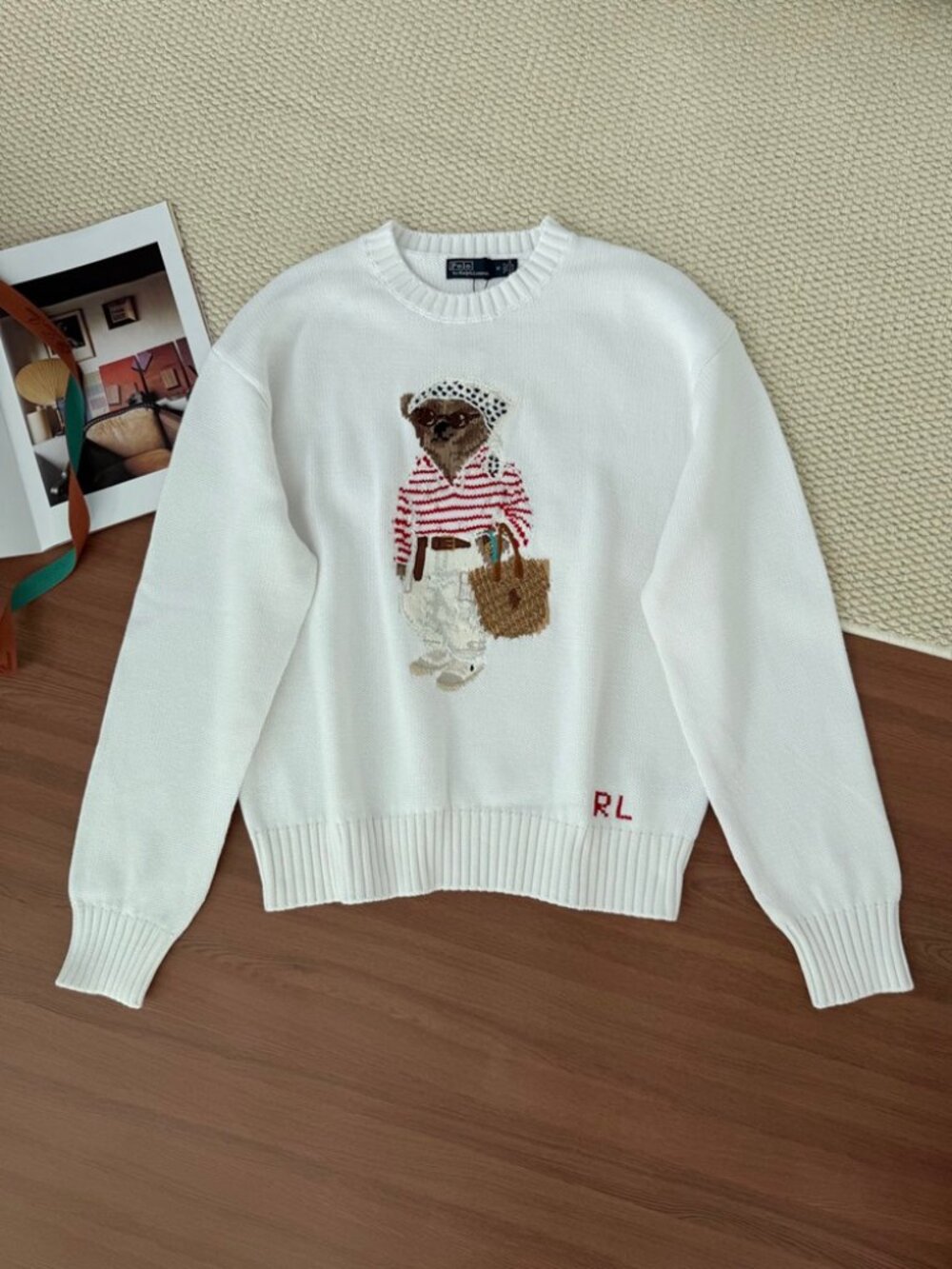 Polo Ralph Lauren White Vacation Polo Bear Knit Sweater